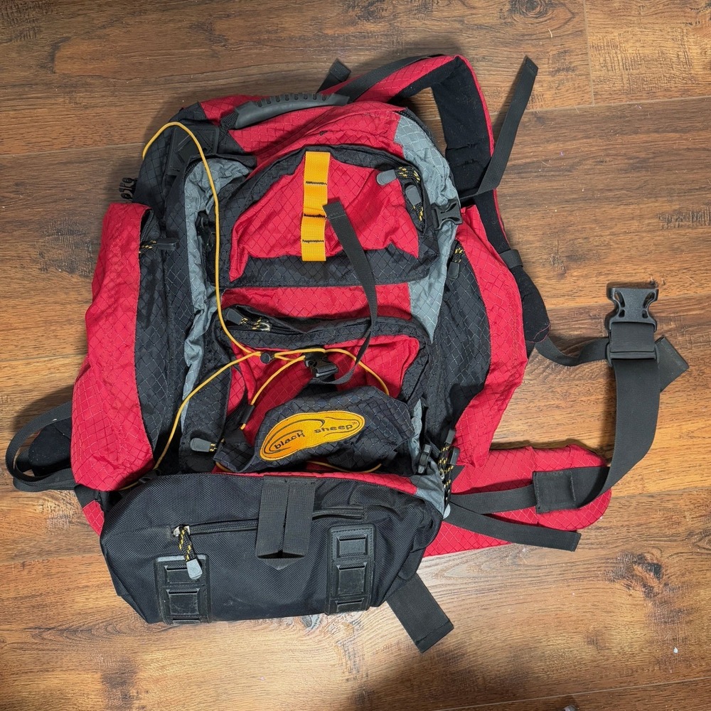 Alpine Black Sheep Hiking Backpack Red Black Camping Travel Backpacking